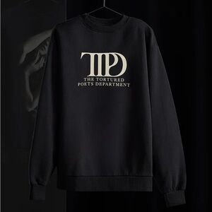 Taylor Swift TTPD official release Black Crewneck with Ivory Logo